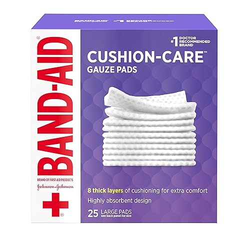 Band-Aid Brand Absorbent Cushion Care Sterile Square Gauze Pads for First Aid Protection of Minor Cuts, Scrapes & Burns, Non-Adhesive, Wound Care Dressing Pads, Large, 4 in x 4 in, 25 ct - 25 Count (Pack of 1) - Large 4x4