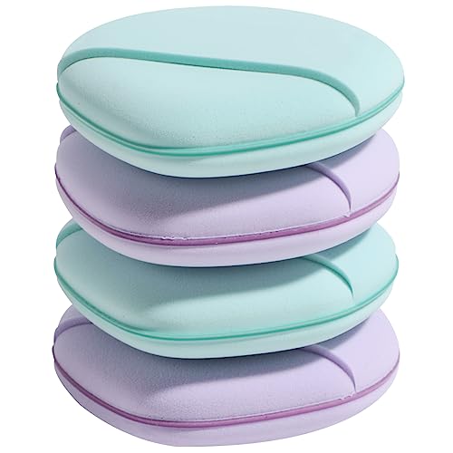 Foundation Sponge BS-MALL Blender Sponge for Liquid, Cream, and Powder, Multi-colored Makeup Sponges Pack of 4 （Purple Blue） - 1 Count (Pack of 4) - BlueGreen