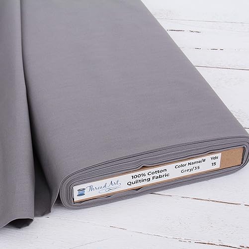 3 Yard Cut ThreadArt Premium Cotton Quilting Fabric - Grey - 44" Width - 100% Cotton - Quilting, Sewing, Crafts - Grey - 3 YARDS