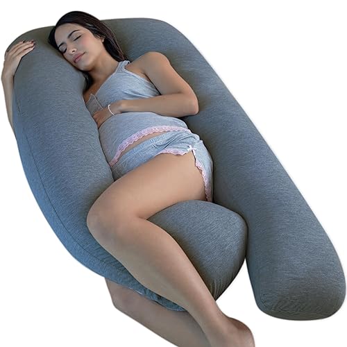Pharmedoc U-Shape Full Body Pillow – Cooling Removable Cover - Grey