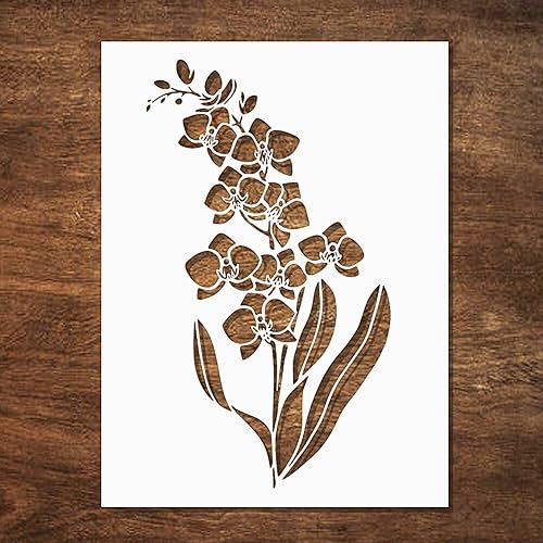 Large Orchid Stencil - Flower Stencils for Painting on Wood, Canvas, Paper, Fabric, Wall, Furniture - Stencils for Crafts Reusable for Art & Pattern Template -Floral Stencil (12x15 inch) - Orchid 12x15 Inch