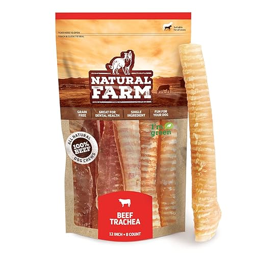 Natural Farm Beef Trachea (12 Inch, 8 Pack), 100% Beef Chews, Natural Glucosamine and Chondroitin for Joint & Hip Mobility, Bone Strength – Low Fat Crunchy & Crispy Treats for All Dogs - 12" (8 Pack)