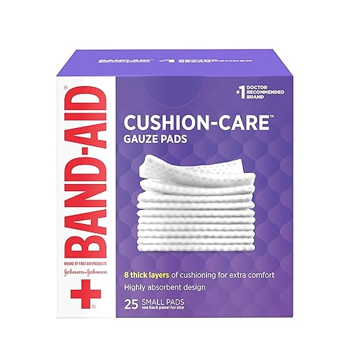 Band-Aid Brand Cushion Care Non-Stick Gauze Pads, Individually-Wrapped, Small, White, 2 x 2 in, 25 Count, Pack of 3 - 25 Count (Pack of 3) - Small 2x2