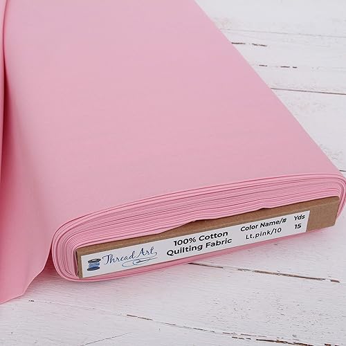 3 Yard Cut ThreadArt Premium Cotton Quilting Fabric - Light Pink - 44" Width - 100% Cotton - Quilting, Sewing, Crafts - Light Pink - 3 YARDS