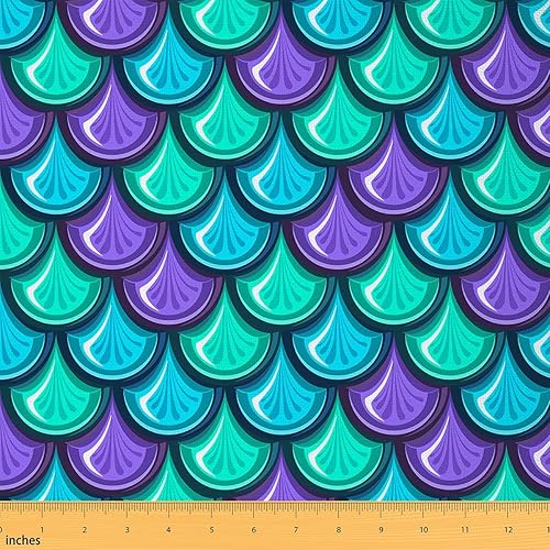 Erosebridal Mermaid Fabric by The Yard, Fish Scales Upholstery Fabric, Girly Rainbow Decorative Fabric, Ocean Life Sea Animal Waterproof Fabric, DIY Craft Patchwork, Colorful, 5 Yards - Multi 09 - 5 Yards