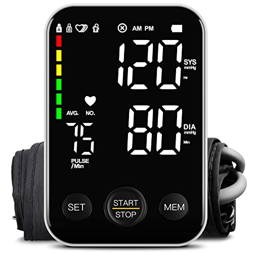 Blood Pressure Monitor Upper Arm Blood Pressure Monitors for Home Use BP Machine with 2x120 Reading Memory Adjustable Arm Cuff 8.7"-15.7" Large Display with LED Background Light Storage Bag