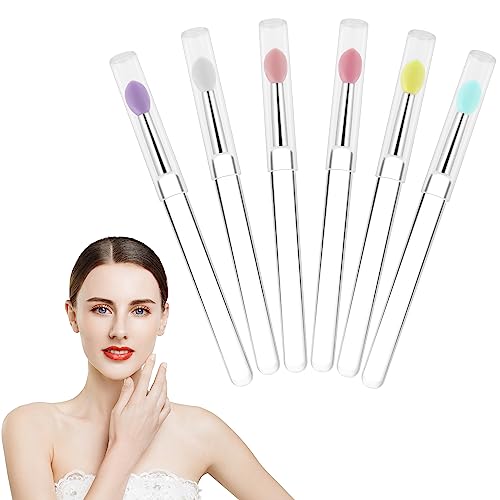 6 PCS Silicone Lip Brush - Yoizyfree Lip Brushes Reusable Lip Mask Applicators Lip Gloss Brush Lipstick Brush Makeup Applicator Beauty Tool Kits for Lipsticks,Lip Gloss,Lip Balm - 6 PCS