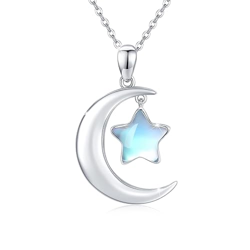 Moon and Star Sterling Silver Necklace