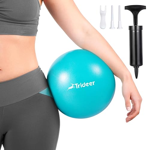 Trideer Pilates Ball 9 Inch with Pump,Core Ball, Mini Pilates Ball for Physical Therapy,Small Exercise Ball Between Knees,Small Workout Ball for Barre,Yoga,Stability,Workout,Office&Home Gym - Turkis