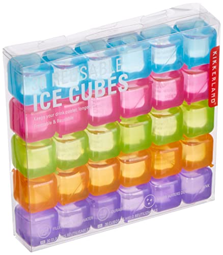 Kikkerland Reusable Ice Cubes, Set of 30, Multicolor