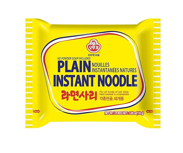 OTTOGI PLAIN INSTANT NOODLE, For all kinds of pot stew, food cooked in a casserole, For Hot Pot, Shabu Shabu, and stews (110g) - 16 Pack - 3.88 Ounce (Pack of 16)