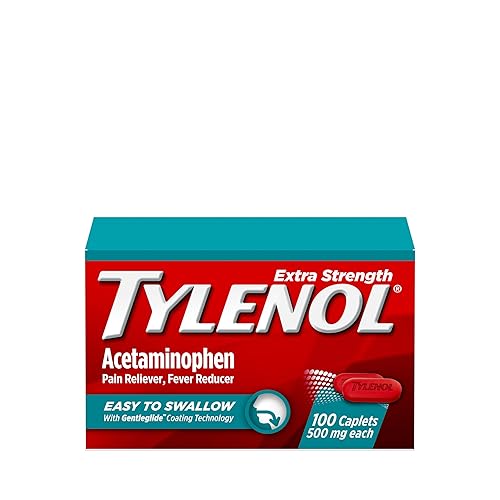Tylenol Extra Strength Easy to Swallow Acetaminophen, Pain Reliever & Fever Reducer Coated Caplets for Adults with Gentleglide Technology, 500 mg Extra Strength Acetaminophen, 100 ct - 100 Count