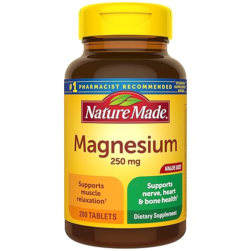 Nature Made Magnesium Oxide 250 mg, Magnesium Supplement for Muscle, Heart, Bone and Nerve Health Support, 200 Tablets, 200 Day Supply - 200 Count (Pack of 1)