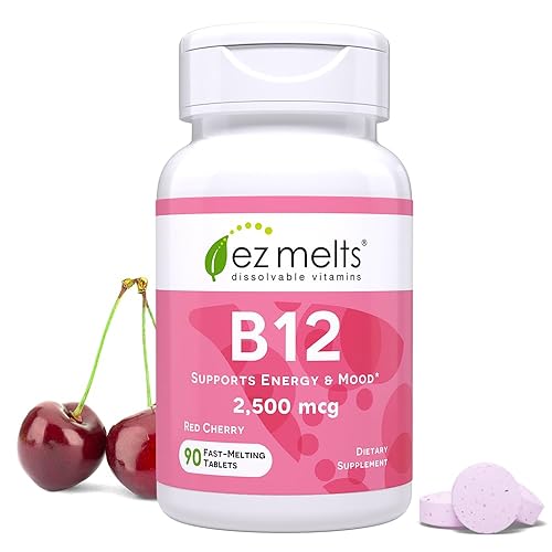 EZ Melts B12 Sublingual Vitamin 2,500 mcg, Methylcobalamin, Sugar-Free, 3-Month Supply