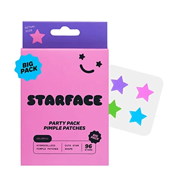 Starface Party Pack BIG PACK Hydro-Stars, Colorful Hydrocolloid Pimple Patches, Absorb Fluid and Reduce Inflammation, Cute Star Shape (96 Count)