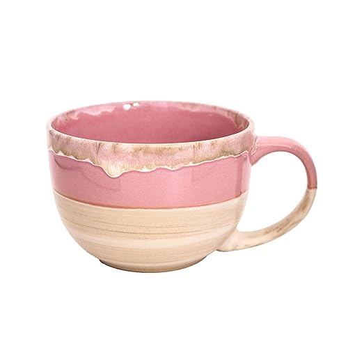 hengshukeji Grandes tasses à café en céramique de 700 ml, bols à soupe avec poignées, tasse à thé extra grande pour bureau et maison - Rose
