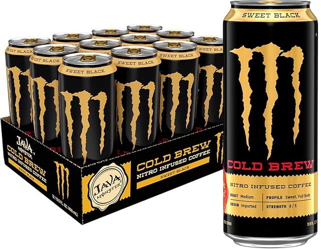 Monster Energy Java Nitro Cold Brew Sweet Black, Coffee + Energy Drink, 13.5 Ounce Liquid (pack of 12)