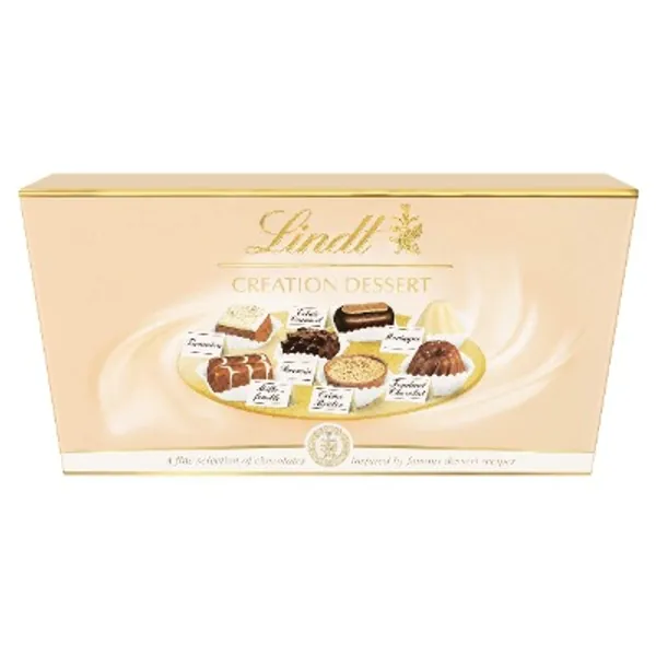 Lindt Creation Dessert Ballotin Assorted Chocolate Box - 19 Pralines, 200 g - The Perfect Gift of Milk, White and Dark Chocolate