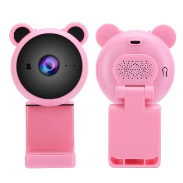 1080P Full HD Webcam, Cute USB Web Camera Builtin Microphone for Desktop Computer PC for Video Recording Plug and Play(pink)