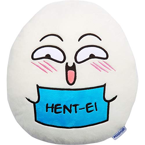 moodrush® Hent-Ei Kissen | Egg Ei Kuscheltier Plüschtier Anime Manga Cosplay Plüsch | alle Elemente aufgestickt (Nicht Bedruckt!) | waschbar | ca. 38x35 cm