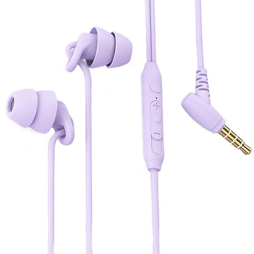Sleep Earbuds, Comfortable Soft Lightweight Wired Earbuds for Small ear Canal, Noise Cancelling In-Ear Sleep Earphones with Mic Volume Control for Insomnia Snoring Meditation (3.5MM Purple) - 3.5MM Purple