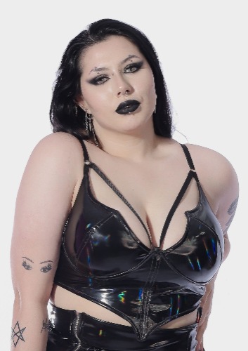 Top Selene Vinil Efeito L�tex Hologr�fico - Pronta Entrega - Sweet Sam 