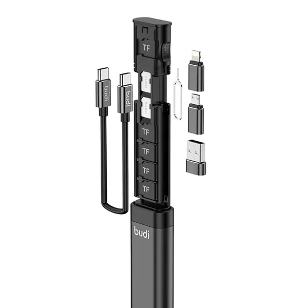 Multifunktionales 9 in 1 Datenkabel mit USB Typ-C Kartenleser Micro SD Speicherkarte Highspeed Kartenleser Adapter geeignet für Handy Kameras und Computer