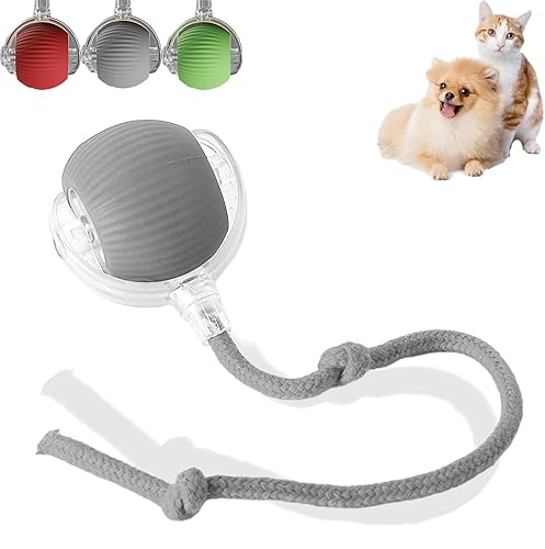 Interactive Rolling Dog Ball, 2025 New Self Rolling Dog Ball Interactive Cat Toys Automatic Cat Toy Self Moving Dog Toys, 360° Smart Automatic Rolling Ball Toy Electric Dog Balls for Dog/Cat (Gray) - Gray