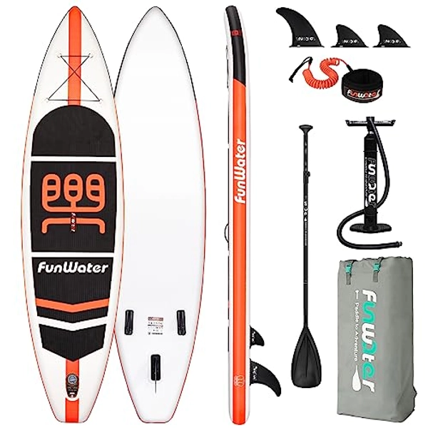 FunWater SUP Inflatable Stand Up Paddle Board 11'6"/11'/10'5" Ultra-Light with Inflatable Board,ISUP Accessories,Three Fins,Adjustable Paddle, Pump,Backpack, Leash,Waterproof Bag