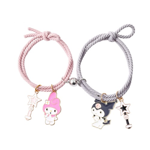 Kuromi and My Melody Bracelet Friendship Bracelets for Women Girls,Kawaii Anime Cinnamoroll Bracelets Matching Best Friend Bff Bracelets - B