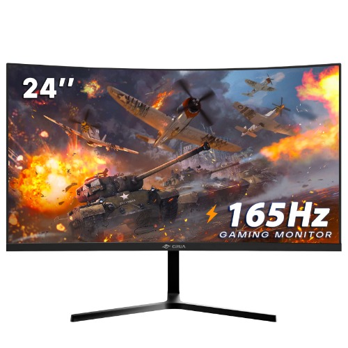 CRUA 24 inch 144hz/165hz Curved Gaming Monitor，FHD 1080P Frameless Computer Monitor，Support AMD freesync Low Motion Blur, Eye Care, VESA, DisplayPort, HDMI, Black