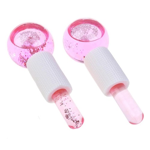 Ice Globes for Facials,2PCS Ice Roller for Face Cold & Hot Facial Roller Massage for Eyes Neck Daily Beauty Facial Tools Skin Care Tools Reduce Puffiness,Tighten Skin,Brighten Skin Color (Pink)