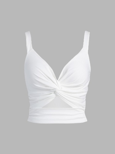 White Twist Cut Out Top