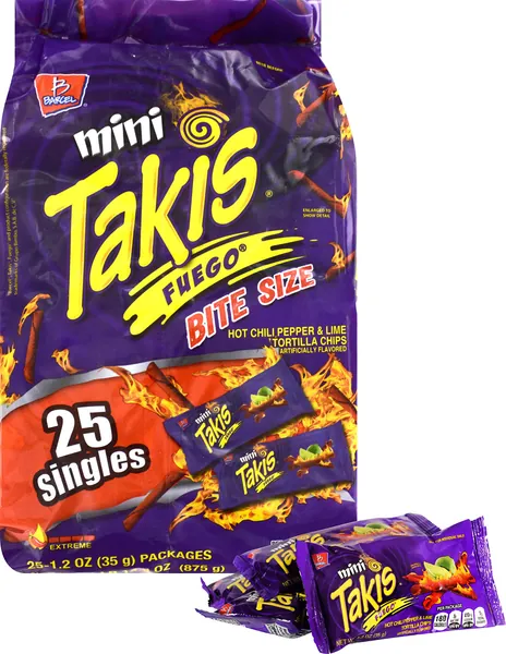 Product Of Barcel Takis , Mini Fuego Bag , Count 25 (1.2 oz) - Chips / Grab Varieties & Flavors - Fuego 25 Count (Pack of 1)