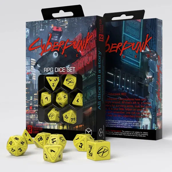 Q-Workshop Cyberpunk Red Dice Set Danger Zone, Various - 