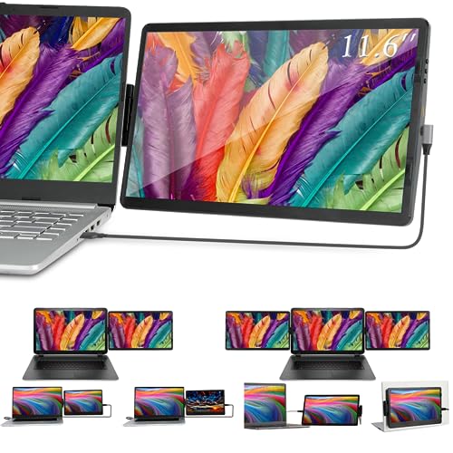 Portable Laptop Screen Extender, 14.1" Portable Monitor for Laptop FHD IPS Rotating Laptop Screen Extender Compatible with Mac, PC, Chrome & Windows, HDMI Plug and Play Monitor for All Laptop Sizes - 11.6 inches