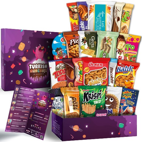 Maxi International Snack Box | Premium Exotic Foreign Snacks | Unique Snack Food Gifts Included | Try Extraordinary Turkish Snacks | Candies from Around the World | 21 Full-Size Snacks - Original Edition