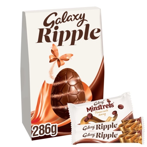 Galaxy Ripple and Minstrels Chocolate Easter Egg Bundle, Easter Gifts, Milk Chocolate, Extra Large, 286g