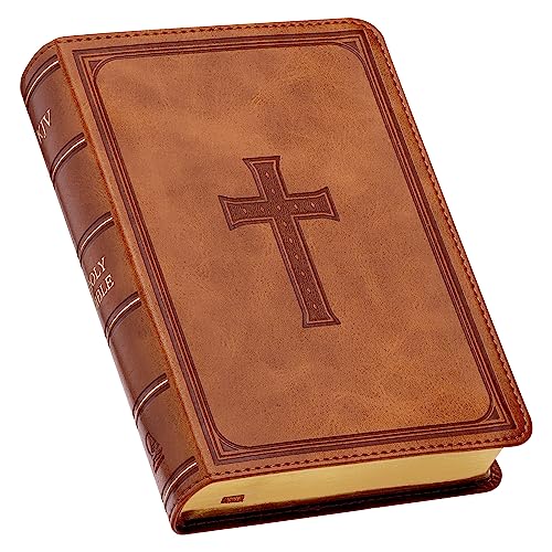 KJV Holy Bible, Saddle Tan Faux Leather w/Ribbon Marker, Red Letter, King James Version