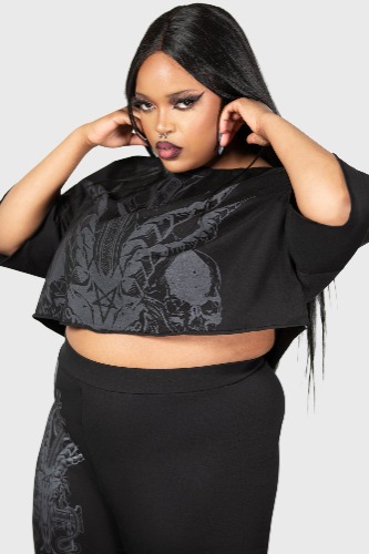 Night Roller Crop Top [PLUS] | 3XL / Black / 100% Cotton