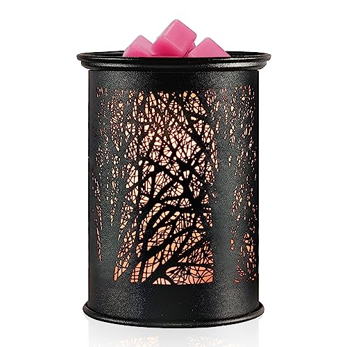 YUWENUS Electric Wax Melt Warmer Metal Wax Warmer for Scented Wax Fragrance Candle Oil Burner with 2 Light Bulbs for Gift Home Office Bedroom (Black) - Black
