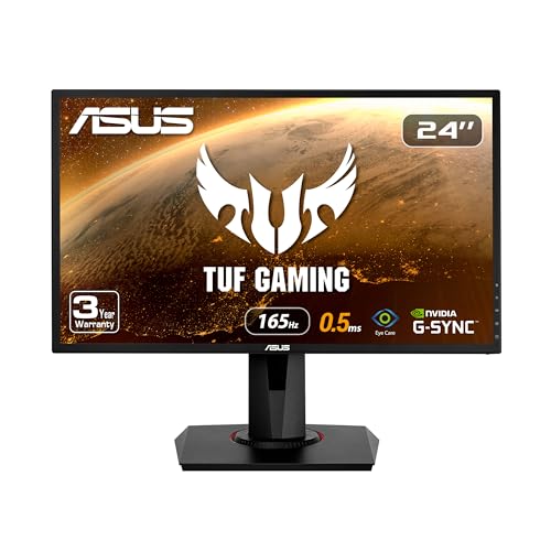 ASUS VG248QG 24" G-SYNC Gaming Monitor 165Hz 1080p 0.5ms Eye Care with DP HDMI DVI,Black - 24" 0.5ms 165Hz G-SYNC Height Adjustable
