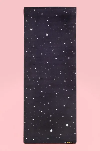 Black Starry Vegan Suede Yoga Mat by POPFLEX