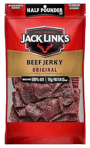 Jack Link's Beef Jerky, Original, Half Pounder Large Jerky Bag – Flavorful Meat Snack, Ready to Eat Protein Snacks with 10g of Protein, Made with 100% Beef, Keto, Paleo & Carnivore Diet Ready - Original