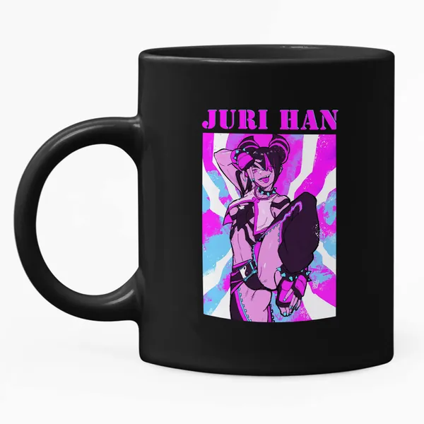 Juri Han Classic Portrait, Game Character Mug 11 Oz - Black 11 Oz