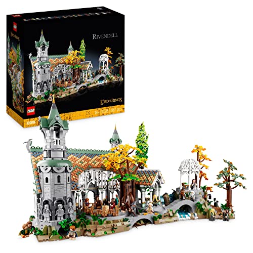 LEGO 10316 Icons Le Seigneur des Anneaux : Fondcombe, Construisez la Vallée de la Terre du Milieu, Grand Set Immersif pour Noël, avec 15 Minifigurines incluant Frodon, Sam et Bilbon Sacquet, Cadeau