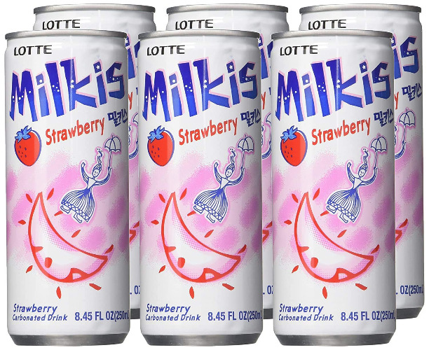 Lotte Milkis Soft Soda Variety Favor (Strawberry, Pack of 6) - 8.45 Fl Oz (Pack of 6)