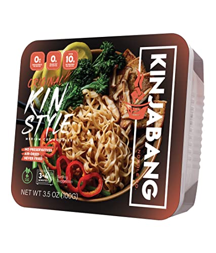 KinjaBang Kin Style Noodles w/KinjaBang Original Sauce, 3.5 Ounce (Pack of 6) | Plant-Based | Air Dried | Preservative Free