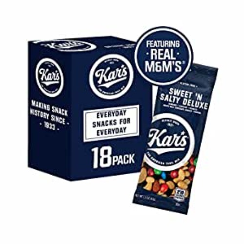 Kar’s Nuts Sweet ‘N Salty Deluxe Trail Mix, 1.5 oz Individual Snack Packs – Bulk Pack of 18, Gluten-Free Snacks - Sweet 'N Salty Deluxe 1.5 Ounce (Pack of 18)