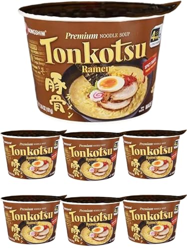 Nongshim Tonkotsu Ramen Bowls Bundle. Includes Six - 3.56 Oz Premium Noodle Soup, Spicy Mix - Spicy Sauce - 3.56 Ounce (Pack of 6)